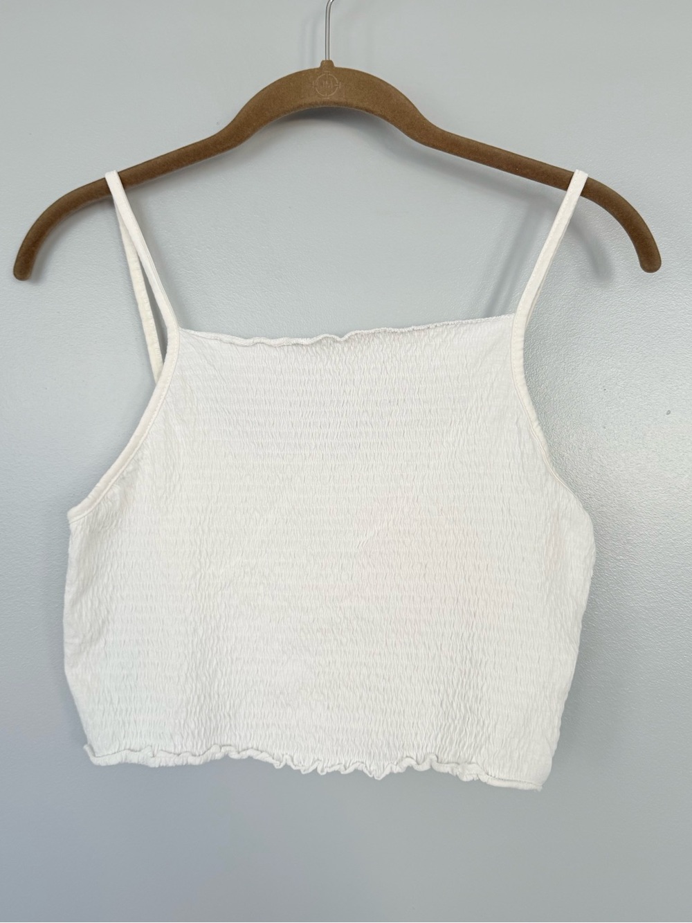 Zara White Smocked Cropped Camisole